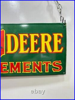 John Deere Farm Implements 36x12 Inch Porcelain Enamel Sign Single Side