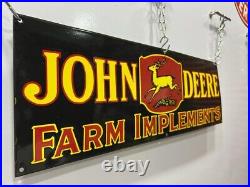 John Deere Farm Implements 36x12 Inch Porcelain Enamel Sign Single Side