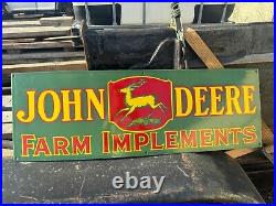 John Deere Farm Implements 36x12 Single Sided Porcelain Enamel Sign