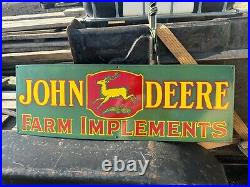 John Deere Farm Implements 36x12 Single Sided Porcelain Enamel Sign