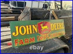 John Deere Farm Implements 36x12 Single Sided Porcelain Enamel Sign