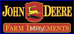 John Deere Farm Implements 48 Heavy Duty USA Made Metal Black Red Ylw Adv Sign John Deere Farm Implements 48 Heavy Duty USA Made Metal Black Red Ylw Adv Sign