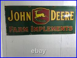John Deere Farm Implements 60x24 Single Sided Porcelain Enamel Sign
