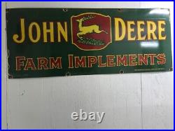 John Deere Farm Implements 60x24 Single Sided Porcelain Enamel Sign