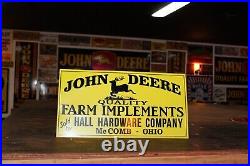 John Deere Farm Implements Embossed Metal Dealer Sign Ohio Tractor Farm Barn Ih