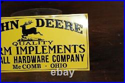 John Deere Farm Implements Embossed Metal Dealer Sign Ohio Tractor Farm Barn Ih