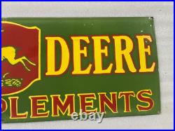 John Deere Farm Implements Gas And Oil Porcelain Enamel Sign 36x12 Ssp