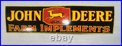 John Deere Farm Implements Gas And Oil Porcelain Enamel Sign 72x18 Ssp