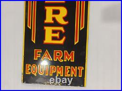 John Deere Farm Implements Gas And Oil Porcelain Enamel Sign 72x18 Ssp