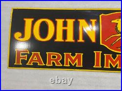 John Deere Farm Implements Gas And Oil Porcelain Enamel Sign 72x18 Ssp