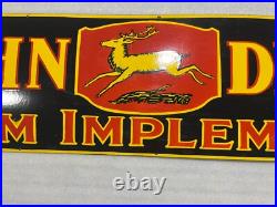 John Deere Farm Implements Gas And Oil Porcelain Enamel Sign 72x18 Ssp