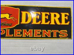John Deere Farm Implements Gas And Oil Porcelain Enamel Sign 72x18 Ssp