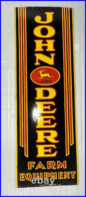 John Deere Farm Implements Gas And Oil Porcelain Enamel Sign 72x24 Ssp