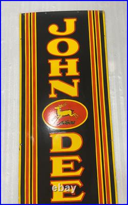 John Deere Farm Implements Gas And Oil Porcelain Enamel Sign 72x24 Ssp