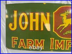 John Deere Farm Implements Gas And Oil Porcelain Enamel Sign 72x24 Ssp
