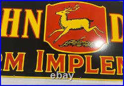 John Deere Farm Implements Gas And Oil Porcelain Enamel Sign 72x24 Ssp