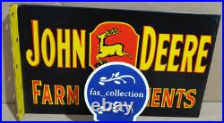 John Deere Farm Implements Porcelain Enamel Sign 18 x 10 Inches 2 Sided 10 pcs
