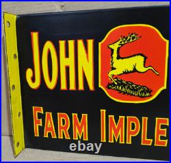 John Deere Farm Implements Porcelain Enamel Sign 18 x 10 Inches 2 Sided 10 pcs