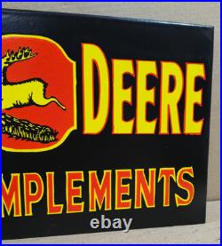 John Deere Farm Implements Porcelain Enamel Sign 18 x 10 Inches 2 Sided 10 pcs