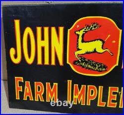 John Deere Farm Implements Porcelain Enamel Sign 18 x 10 Inches 2 Sided 10 pcs