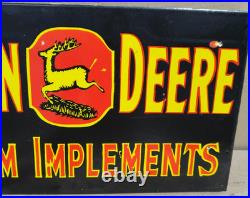 John Deere Farm Implements Porcelain Enamel Sign 18 x 10 Inches 2 Sided 10 pcs