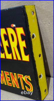 John Deere Farm Implements Porcelain Enamel Sign 18 x 10 Inches 2 Sided 10 pcs
