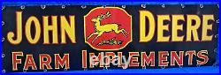 John Deere Farm Implements Porcelain Enamel Sign 24 X 80 Inches in 2 Parts
