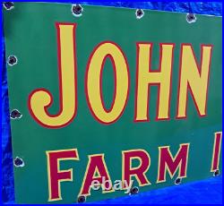 John Deere Farm Implements Porcelain Enamel Sign 24 X 80 Inches in 2 Parts