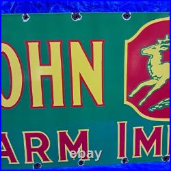 John Deere Farm Implements Porcelain Enamel Sign 24 X 80 Inches in 2 Parts