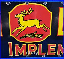 John Deere Farm Implements Porcelain Enamel Sign 24 X 80 Inches in 2 Parts