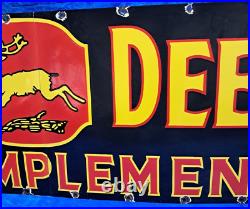 John Deere Farm Implements Porcelain Enamel Sign 24 X 80 Inches in 2 Parts