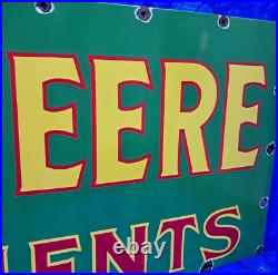 John Deere Farm Implements Porcelain Enamel Sign 24 X 80 Inches in 2 Parts