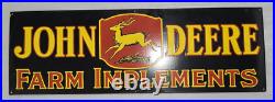 John Deere Farm Implements Porcelain Enamel Sign 36 X 12inches
