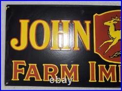 John Deere Farm Implements Porcelain Enamel Sign 36 X 12inches
