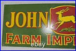 John Deere Farm Implements Porcelain Enamel Sign 36 X 12inches