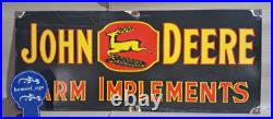 John Deere Farm Implements Porcelain Enamel Sign 36 X 15 Inches 1 Sided