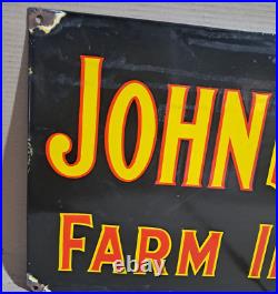 John Deere Farm Implements Porcelain Enamel Sign 36 X 15 Inches 1 Sided
