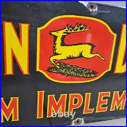 John Deere Farm Implements Porcelain Enamel Sign 36 X 15 Inches 1 Sided