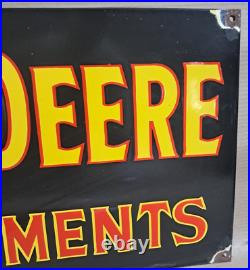 John Deere Farm Implements Porcelain Enamel Sign 36 X 15 Inches 1 Sided