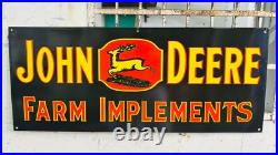 John Deere Farm Implements Porcelain Enamel Sign 36 x 15 Inches