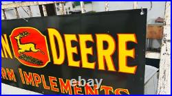 John Deere Farm Implements Porcelain Enamel Sign 36 x 15 Inches