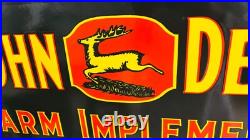 John Deere Farm Implements Porcelain Enamel Sign 36 x 15 Inches