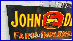 John Deere Farm Implements Porcelain Enamel Sign 36 x 15 Inches