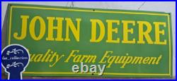 John Deere Farm Implements Porcelain Enamel Sign 36 x 15 Inches 1 Sided