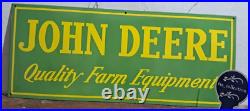 John Deere Farm Implements Porcelain Enamel Sign 36 x 15 Inches 1 Sided