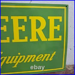 John Deere Farm Implements Porcelain Enamel Sign 36 x 15 Inches 1 Sided