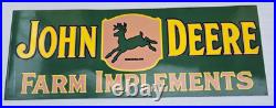 John Deere Farm Implements Porcelain Enamel Sign 48 X 18 Inches Single Sided