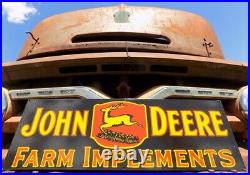 John Deere Farm Implements Sign, Metal Porcelain Sign, John Deere Advertising C