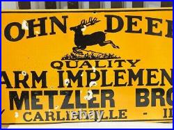 John Deere Farm Implements (four) 36x12 Inch Porcelain Enamel Signs Single Side