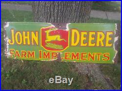 John Deere Farm Implements porcelain enamel sign 36 x 12